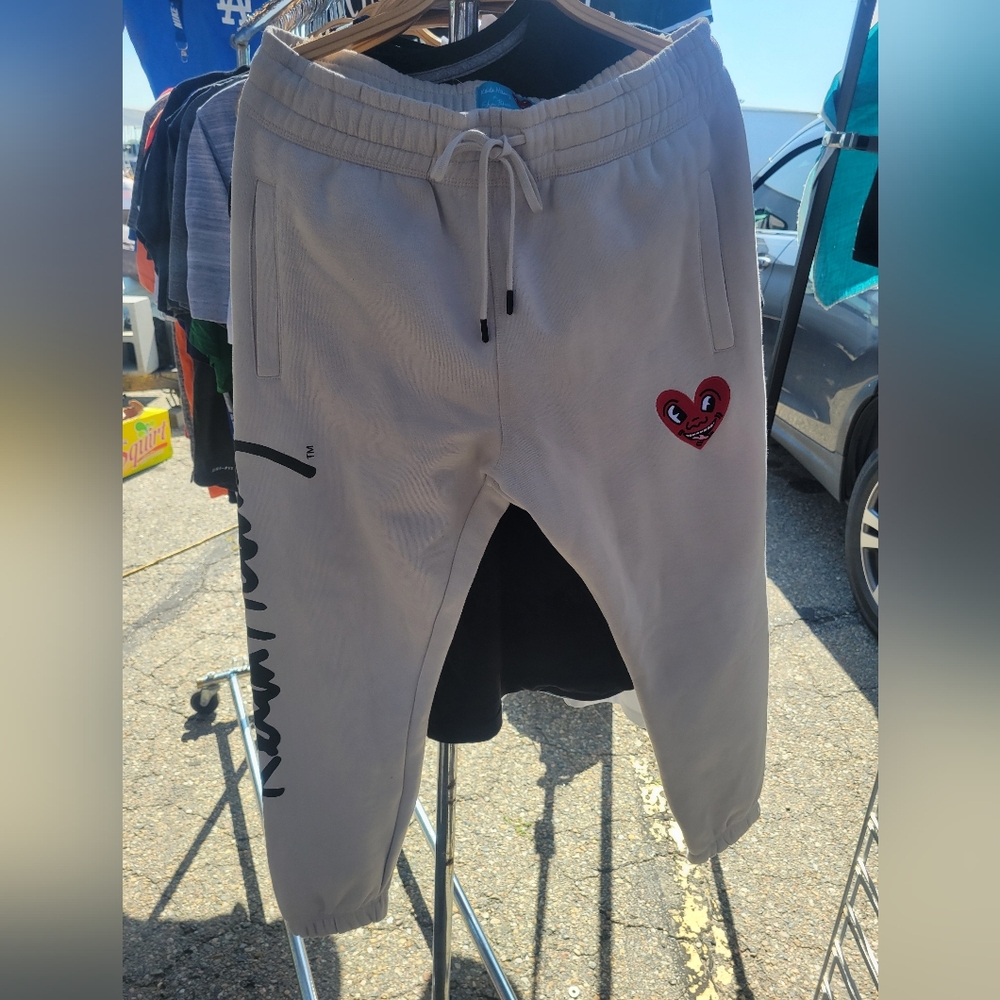 Keith Haring X Shoe Place Beige Joggers with Heart Patch Medium
